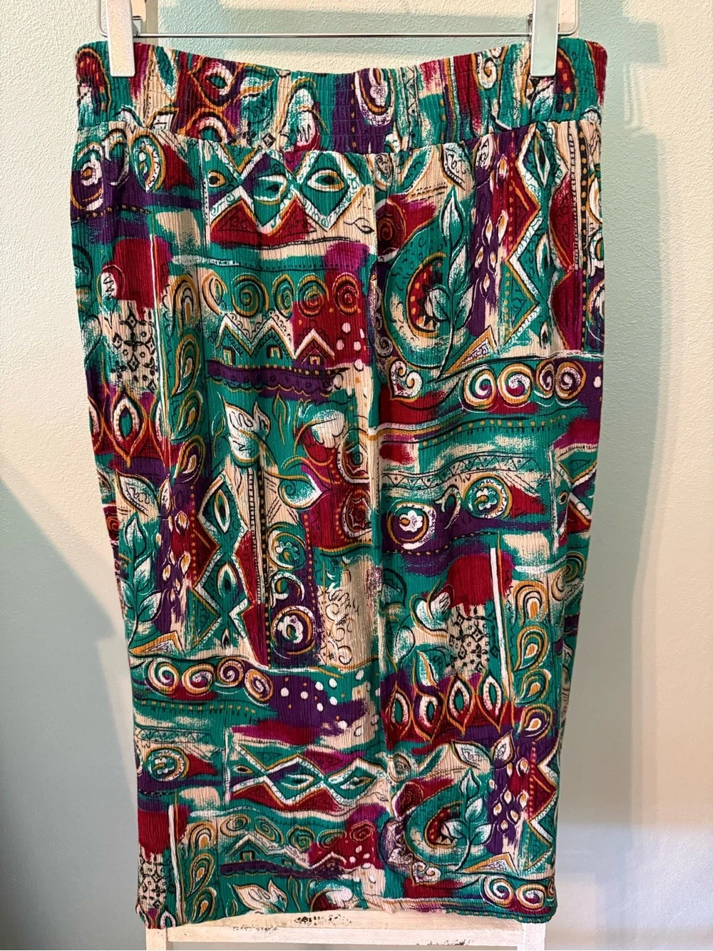 Vintage 90’s Lee David Multicolored Abstract Print Button-Front Skirt Size L